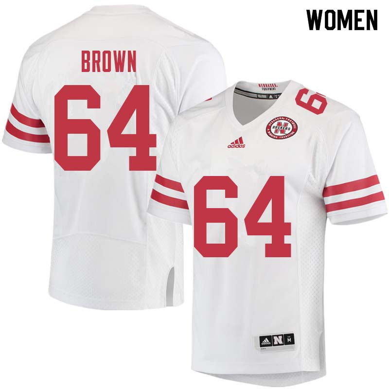 Women #64 Bob Brown Nebraska Cornhuskers College Football Jerseys Sale-White - Click Image to Close